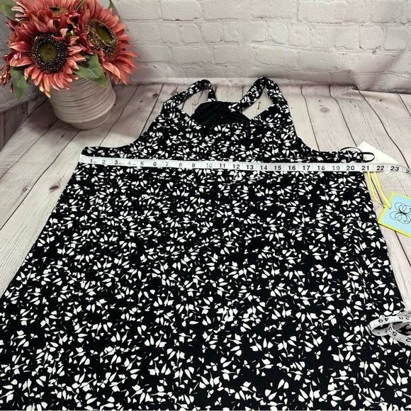 CeCe sunset scape Black White Patterned halter shift Dress sz XL - Picture 6 of 8